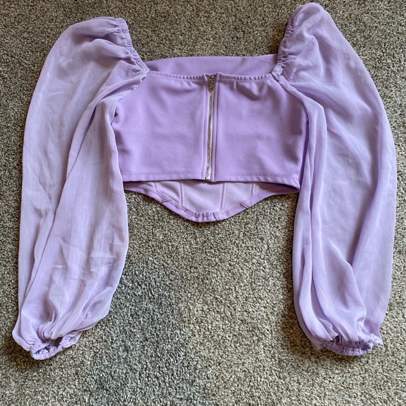 SHEIN Lavender Puff Sleeve Crop Top - Picture 3 of 3